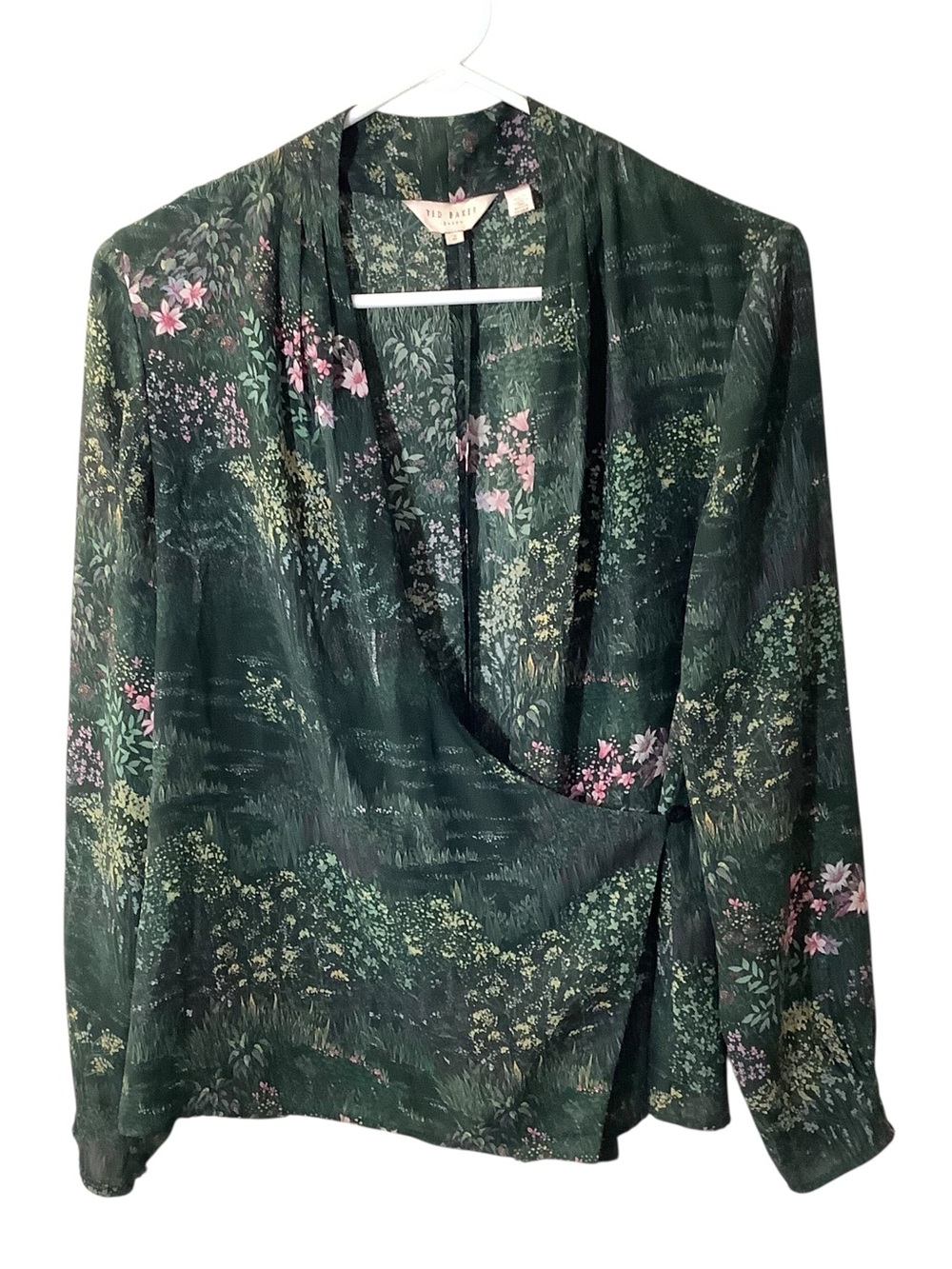 Ted Baker London Green Floral Wrap Blouse